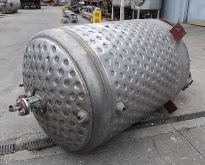 SPC8501  Tank 500 gallon vertical tank, Stainless Steel, dimpled jacket, 0.33 hp agitator, dish