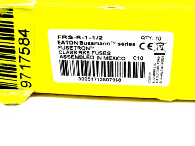 NEW 10 COUNT COOPER BUSSMANN FRS-R-1-1/2 FUSES FRSR112