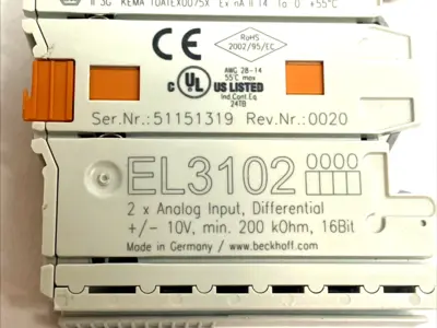 USED BECKHOFF ETHERCAT 2‑CHANNEL ANALOG INPUT ±10V 16‑BIT TERMINAL