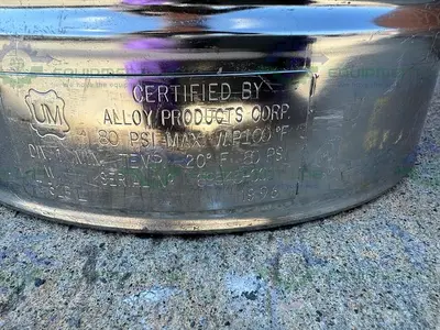 USED ALLOY PRODUCTS 20 LITER STAINLESS STEEL PROCESS / PRESSURE VESSEL 80 PSI