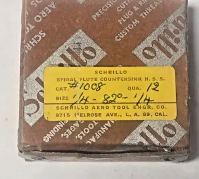 Schrillo 1/4" High Speed Steel Countersink 82 Degree #1008 USA Lot of 6