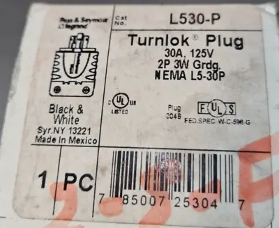 Pass & Seymour L530-P 30A 125V Turnlok Plug loc4B10