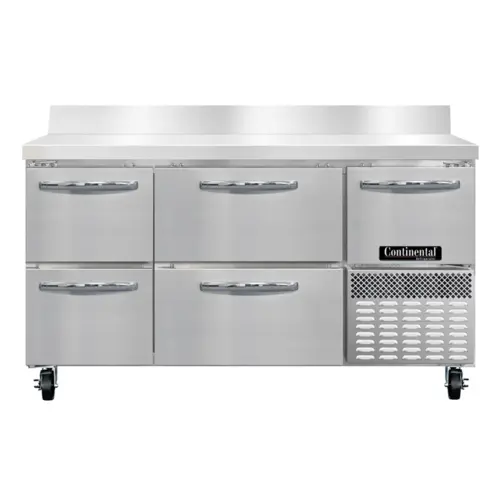 Continental RA60SNBS-D 60"W Worktop Refrigerator W/ (3) Sections, (1) Door, (4) Drawers, 115v