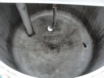SPC5269  Tank 530 gallon vertical tank, Stainless Steel Contact Parts, 21.7 psi @ 248° F jacket, 1.5 hp agitator, dish