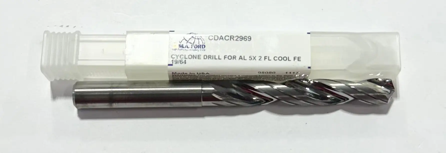 M.A. Ford 19/64" Solid Carbide Double Margin Drill 5xD Coolant Thru