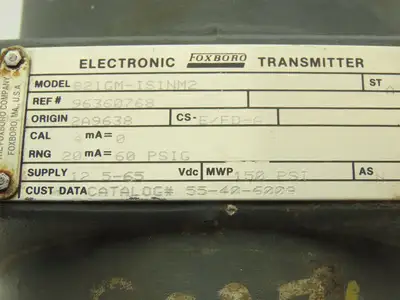 Foxboro 821GM-IS1NM2 Pressure Transmitter 1/2"NPT 12.5-65vdc