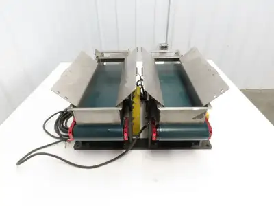 NKE 6"x 22" Double Belt Conveyor Small Parts Slow Feed Chute 220V 1FPM