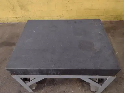 36" X 48" x 6.25" BLACK GRANITE PLATE WORK TABLE ON WHEELS: STOCK #17862