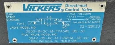 NEW VICKERS DG5S-8-2C-M-FPA5WL-B5-30 VALVE DG4V-3S-6C-M-FPA5WL-B5-60 02-128023