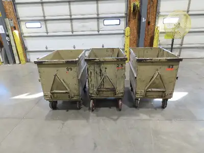 Portable Steel Hopper 1/2 Yard Tote Non-Tilt Towable Cart 36x24x27" Tan