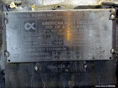 Used ALFA LAVAL 1-H Heat Exchangers Illinois US | Aaron Equipment #85140