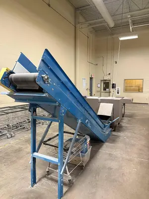 USED ALLEGHENY 18-250C STRIP-CUT SHREDDER & TAKE-A-WAY CONVEYOR