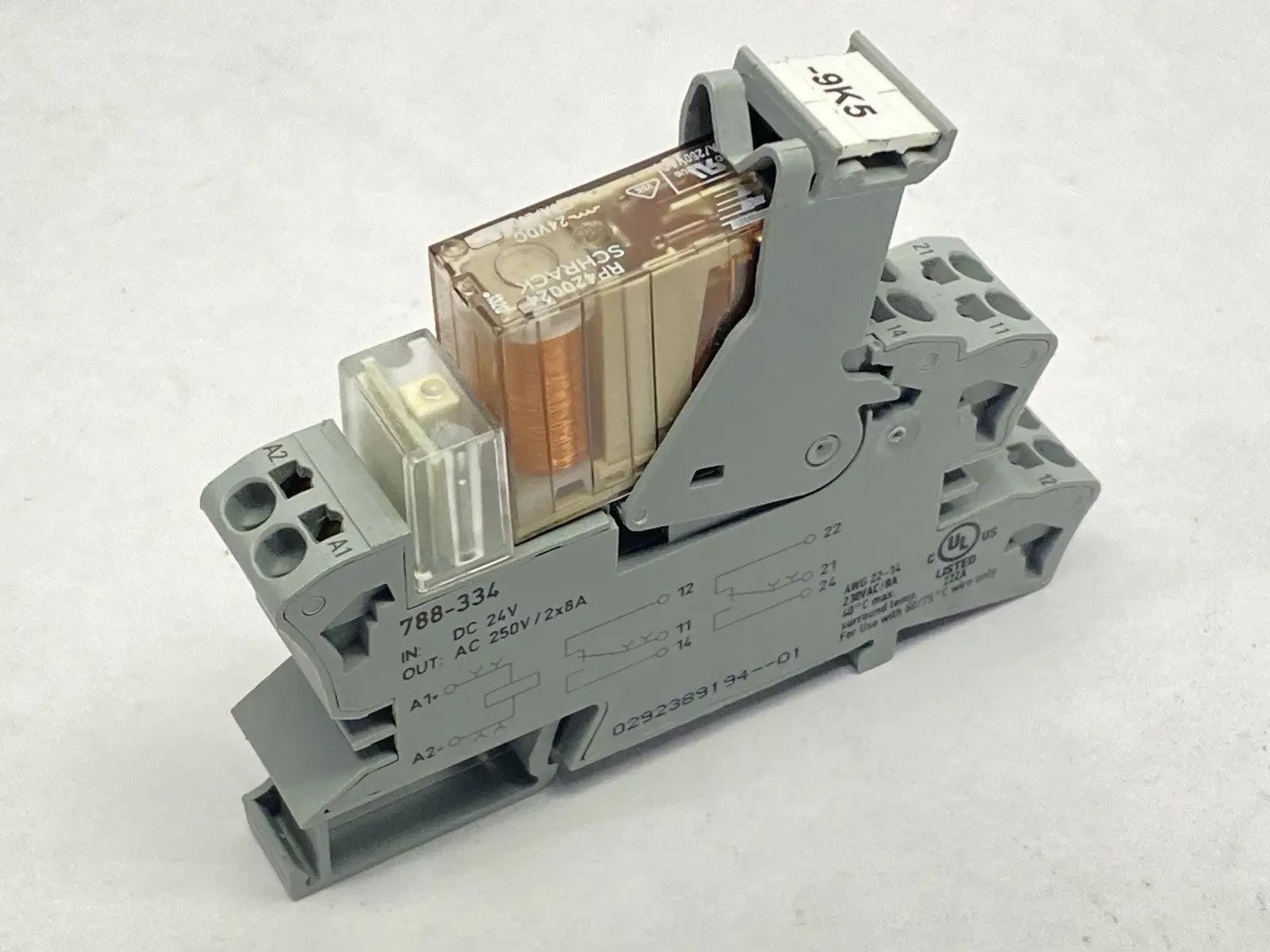 RP 420024 | Schrack  Relay 5A 24V w/ Wago 788-334 Relay Base - Used