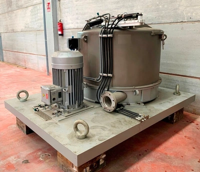 Krauss-Maffei VZU 125/2.5 ATEX perforate basket centrifuge, 316L SS.