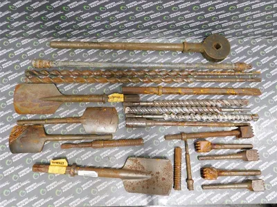 Lot of 41 Rusty Bits Clay Spade, Bull Point, Cold Chisel, Bushing Tool Used