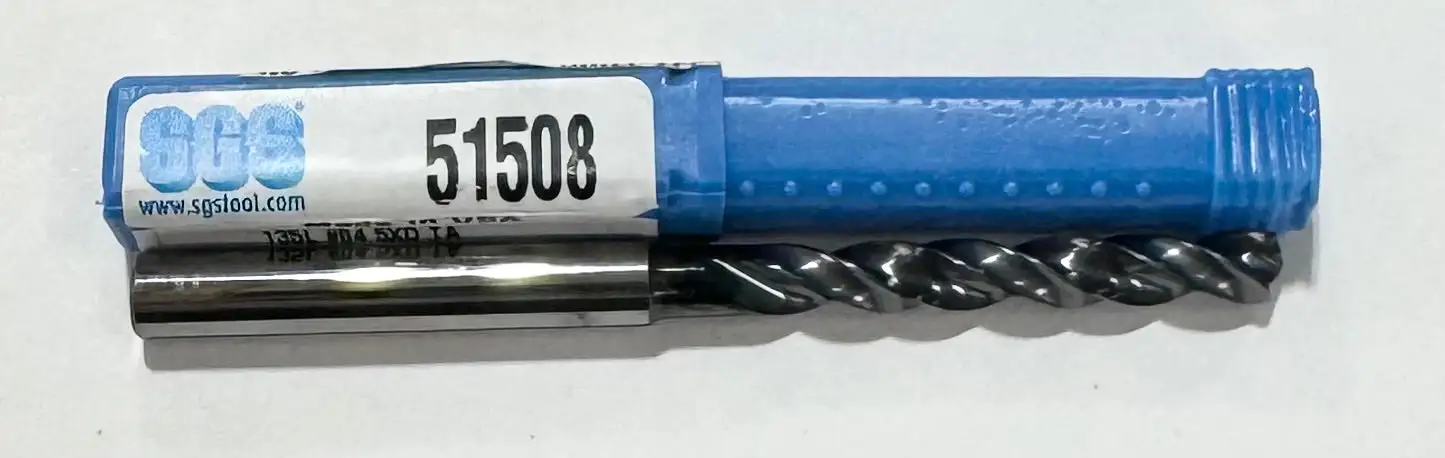 SGS #4 Solid Carbide Drill 5xD TA Coating 145 Degree Point USA Made