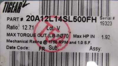 NEW DODGE 20A12L14SL500FH GEAR REDUCER 12.7:1
