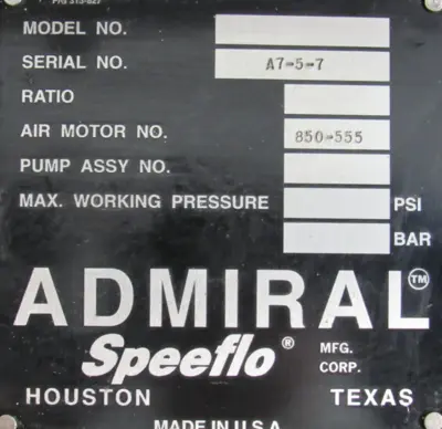 USED ADMIRAL SPEEFLO 850-555 AIR MOTOR 850555 311-101