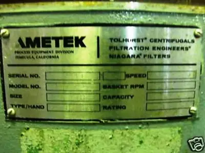 Tolhurst 40 x 24 Batch-Master perforate basket centrifuge, 316SS.