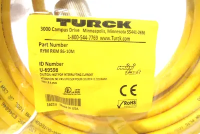 NEW TURCK RYM RKM 86-10M CORDSET U-69598 RYMRKM8610M