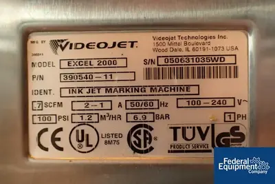 USED Videojet Video Jet Coder, Model 2000