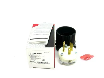 10 NEW COOPER CWL520P PLUG 20A 125V 2P3W H/L BLACK / WHITE