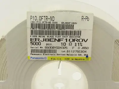 Panasonic ERJ8ENF10R0V Fixed Metal Glaze Flat Chip Resistor 10 Ohms 5000 Pcs