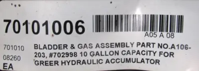 NEW GREER HYDRAULICS 702998 ACCUMULATOR 10 GAL