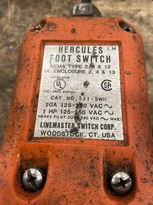 Hercules 531-SWH Foot Switch 20A 125-250VAC