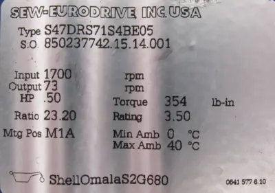 NEW SEW EURODRIVE S47DRS71S4BE05 GEARMOTOR 23.20:1
