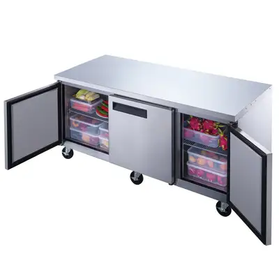 New | in-Stock Dukers New Dukers DUC72R 3-Door Undercounter Commercial Refrigerator in Stainless Steel Undercounter Refrigerators Illinois US | Falcon Restaurant Supply #1376284