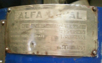 Alfa-Laval MAB 104B-74-60 concentrator, SS.