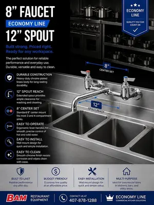 8" Faucet 12" Spout