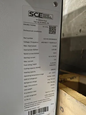 SAGINAW SONTROL & ENGINEERING SCE-AC13650B460V3 AIR CONDITIONER | ESS Industrial Equipment Sales (5)