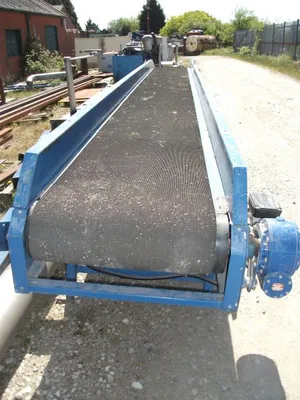 Flat Black Rubber Belt Conveyor 600mm wide x 7,600mm long