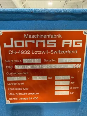 USED 2001 JORNS AG 2001 JORNS AG MAXI-LINE-200S-S0-CNC400A-6.4HS