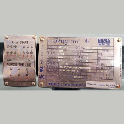 Teco-Westinghouse 350HP Electric Motors