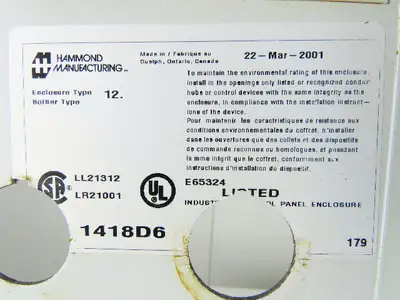 HAMMOND MANUFACTURING Wall Mount Electrical Enclosure JIC 20x20x6" W/Back Plate