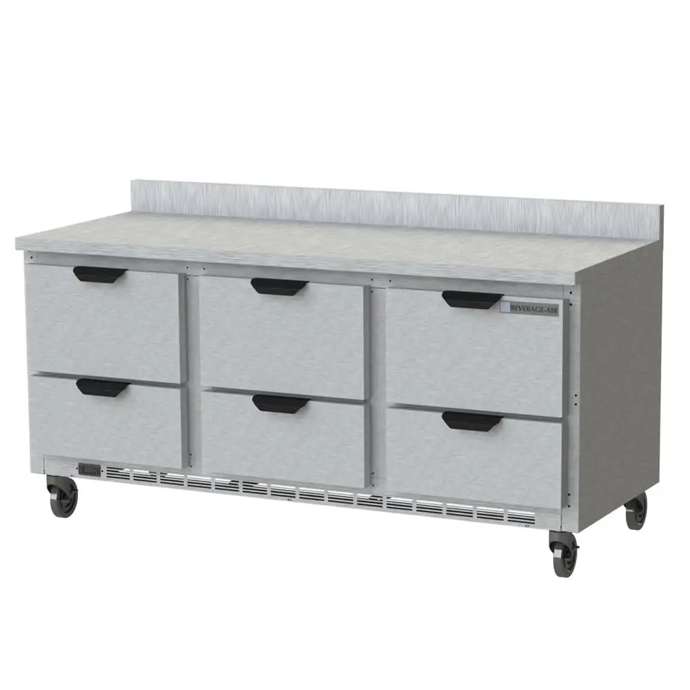 Beverage-Air WTRD72AHC-6-FIP 72" Worktop Refrigerator W/ (3) Section, 115v