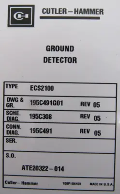 NEW CUTLER HAMMER ECS2100 GROUND DETECTOR
