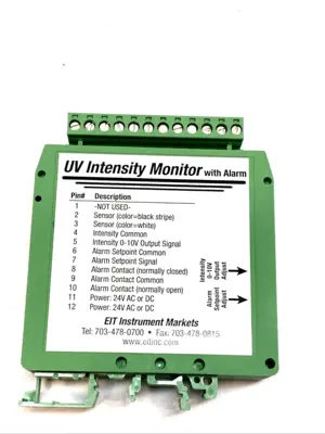 USED EIT DIN RAIL UV INTENSITY MONITOR W/ ALARM 0-10V 4-20MA