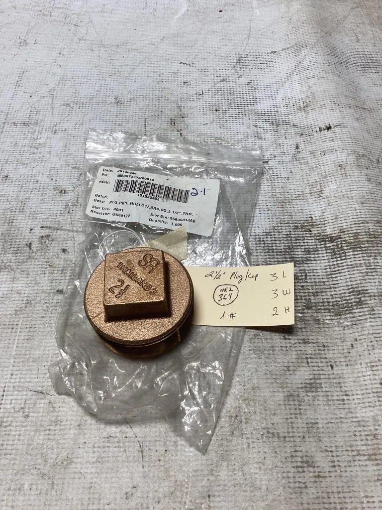 2 1/2″ Hollow Brass Pipe Plug