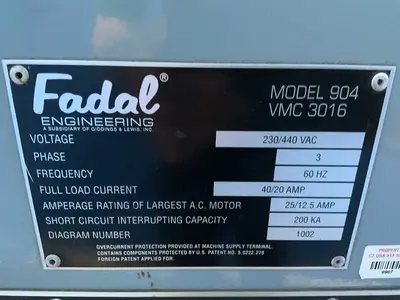 Used 1998 FADAL ENGINEERING 9041 VMC 3016 Vertical Machining Centers Ohio US | HGR 24 #1419735