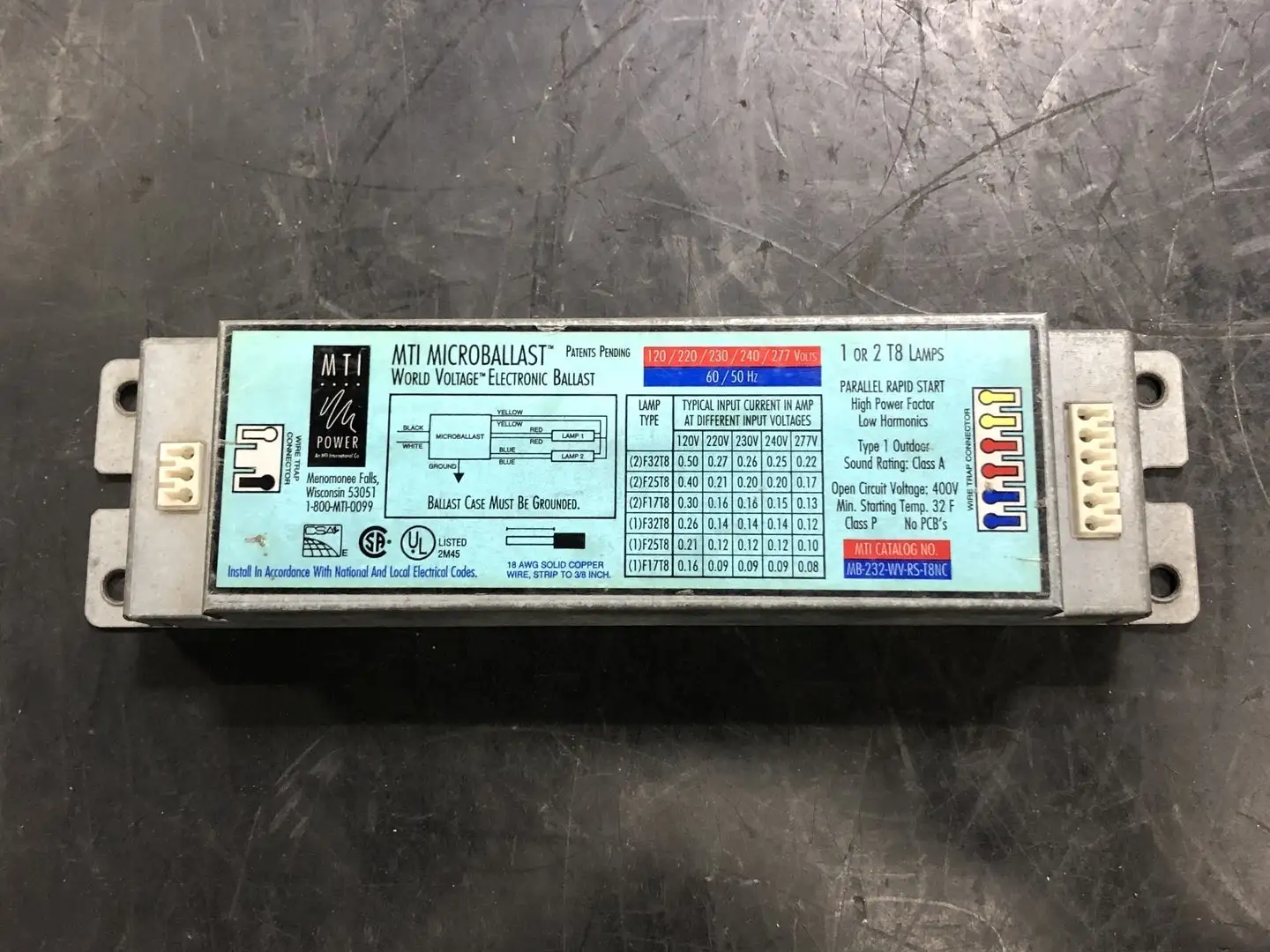 NEW MTI MICROBALLAST MB-232-WV-RS-T8NC