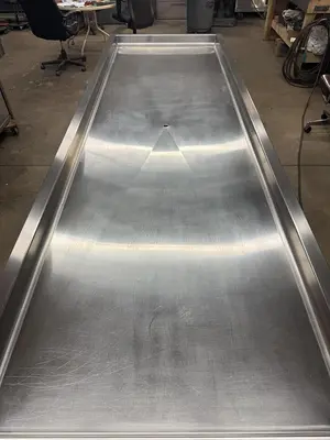 USED 2016 LESLIE FISHER ENGINEERING INC. STAINLESS STEEL CHILLER TABLE