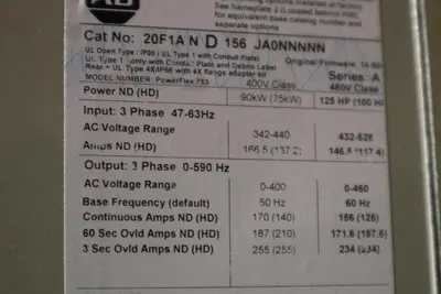 125 HP 20F1AND156JA0NNNNN ALLEN BRADLEY PowerFlex 755 AC Drive BRAND NEW #S-409
