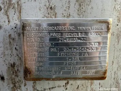 Used 7,000 Gallon Alloy Fabricators 316L Stainless Steel Vertical Storage Tank