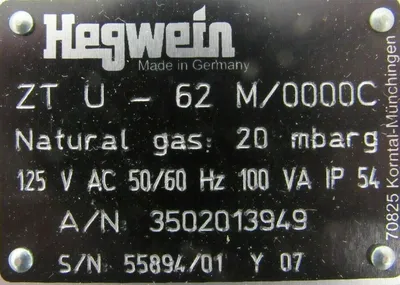 NEW HEGWEIN ZTU-62M/0000C NATURAL GAS IGNITER 4029809 ZTU62M0000C