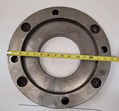 15" LATHE FACE PLATE - D1-8 MOUNT WITH 6-5/8" THROUGH HOLE