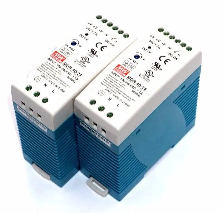 2 NEW MEAN WELL MDR-40-24 POWER SUPPLY MODULES MDR4024